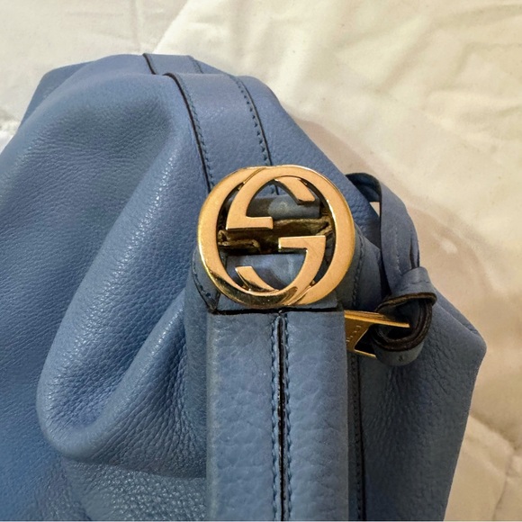 Gucci Blue Leather Hobo Bag with Gold Hardware - Picture 8 of 16